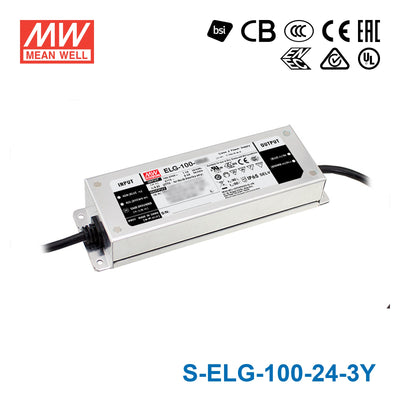 Mean Well S-ELG-100-24-3Y Power Supply 96W 24V 4A — 3-Wire Input (with Earth)