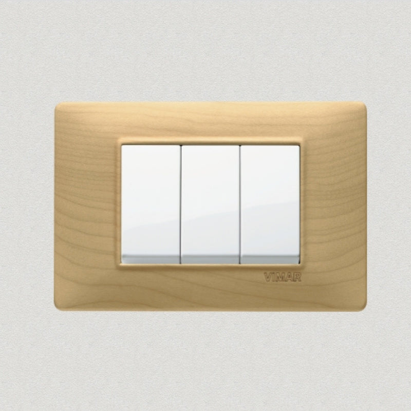 Vimar Plana Wood 3 Gang Switch - Wood Maple - 16A - PHOTO 2