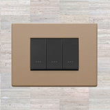 Vimar Eikon Leather 3 Gang Switch - Brushed Black - 16A - PHOTO 5