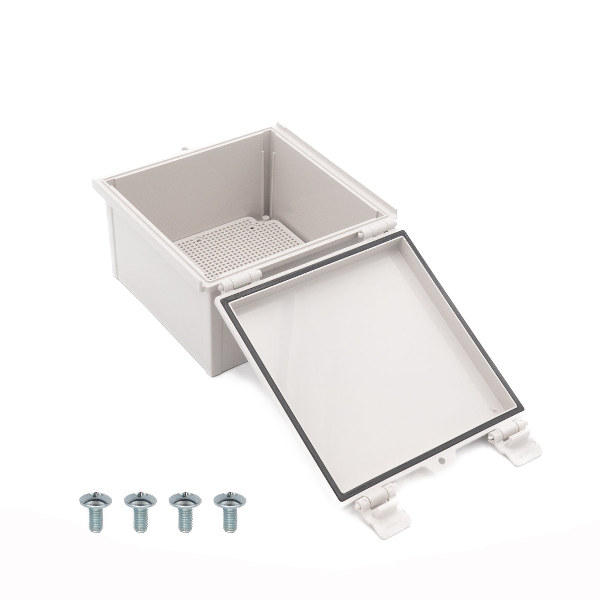 Boxco Q-Series 210x210x130mm Plastic Enclosure, IP67, IK08, ABS, Grey Cover, Hinge Type with Plate - PHOTO 8