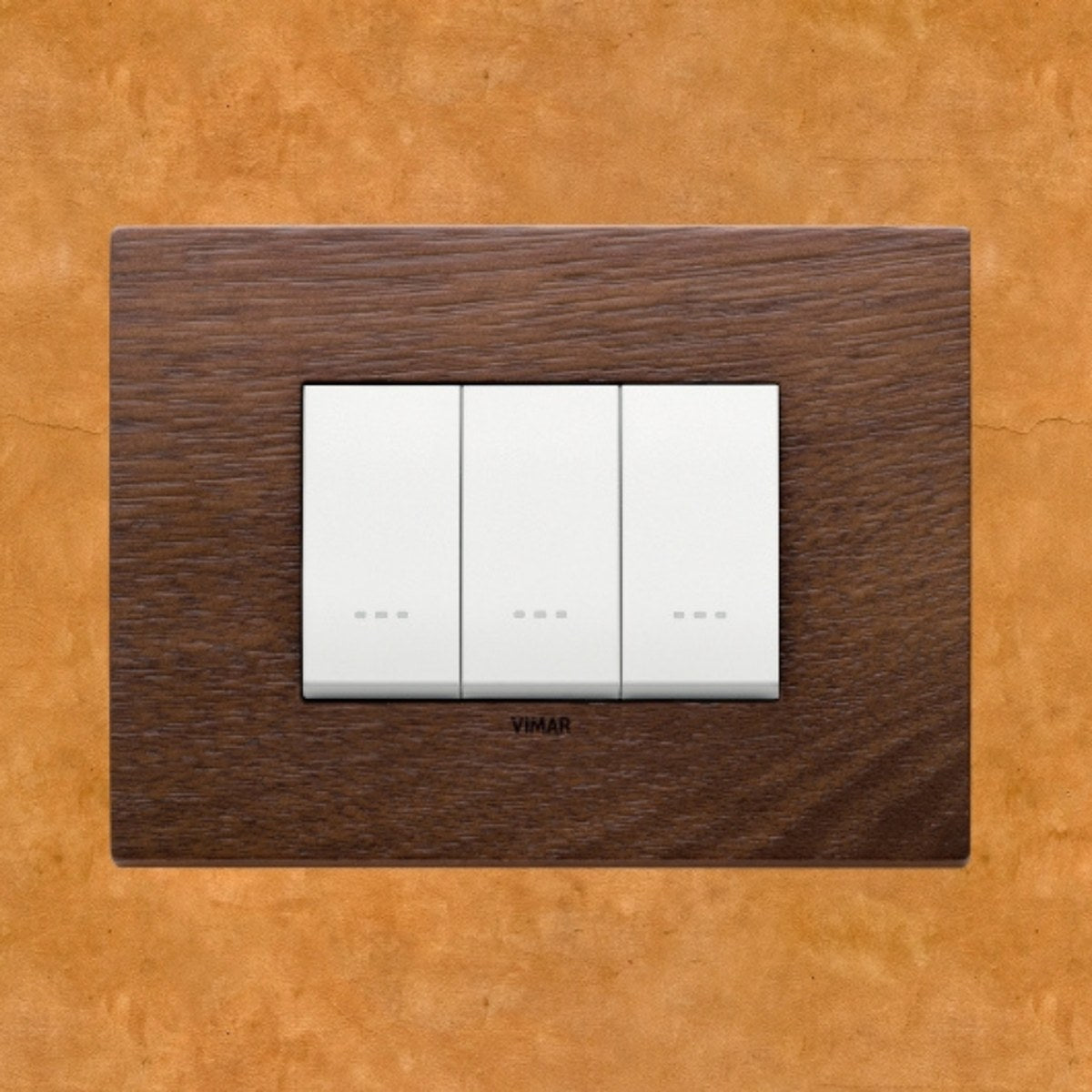 Vimar Eikon Wood 3 Gang Switch - American Walnut - 16A - PHOTO 1