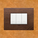Vimar Eikon Wood 3 Gang Switch - American Walnut - 16A - PHOTO 1