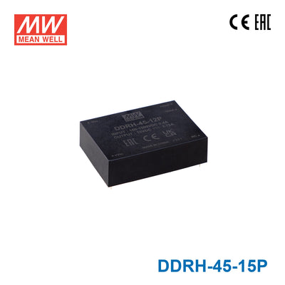 Mean Well DDRH-45-15P Ultra Wide Input DC-DC Converter, 45W 15V, PCB Type 3A