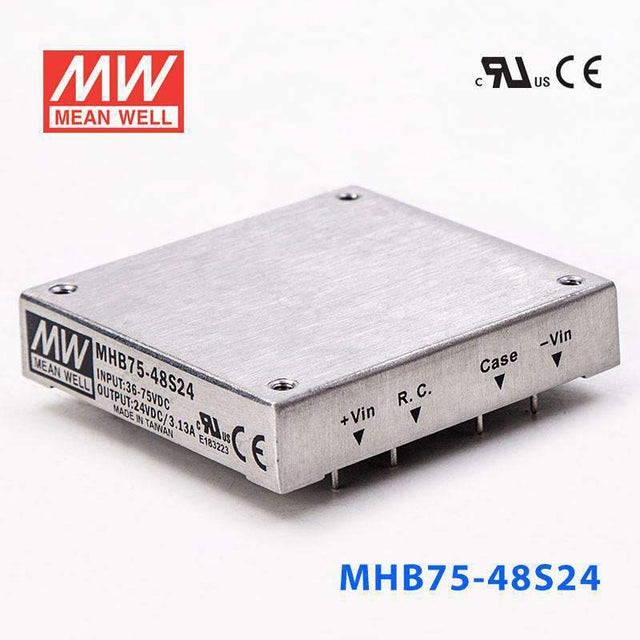 Mean Well MHB75-48S24 DC-DC Converter - 75W - 36~72V in 24V out 3.13A