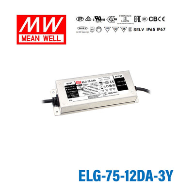 Mean Well ELG-75-12DA Power Supply 60W 12V 3-wire Input - DALI 5A