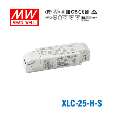 Mean Well XLC-25-H-S LED Driver 25W 700mA 9~54V Constant Power with Strain-relief, Current Setting by Dip Switch