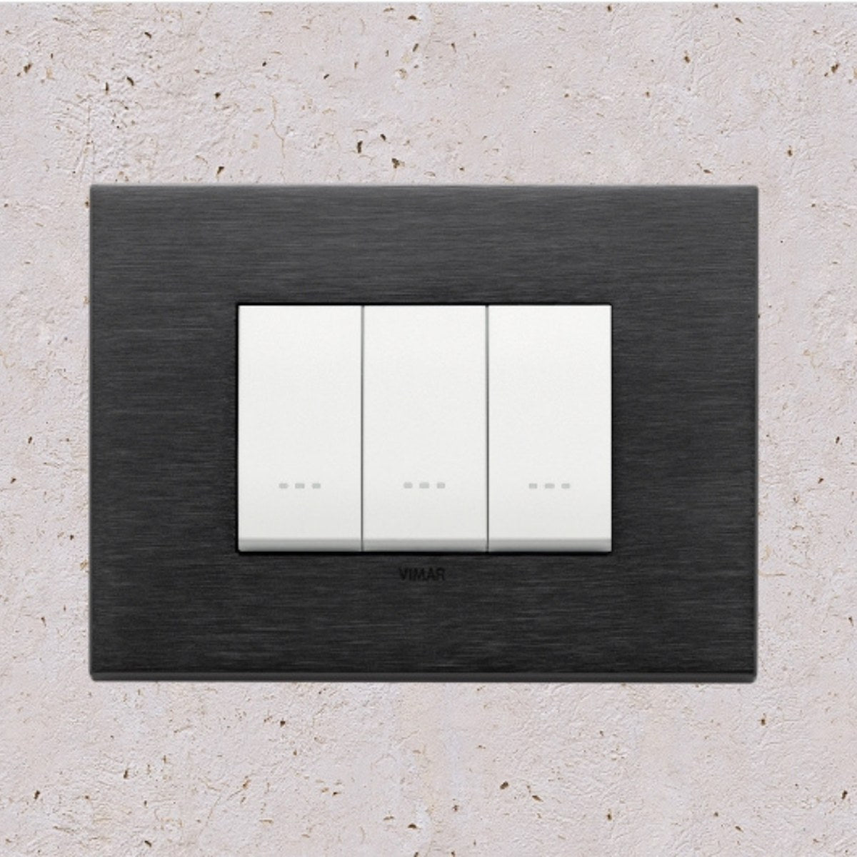 Vimar Eikon Metal 3 Gang Switch - Brushed Black - 16A - PHOTO 10