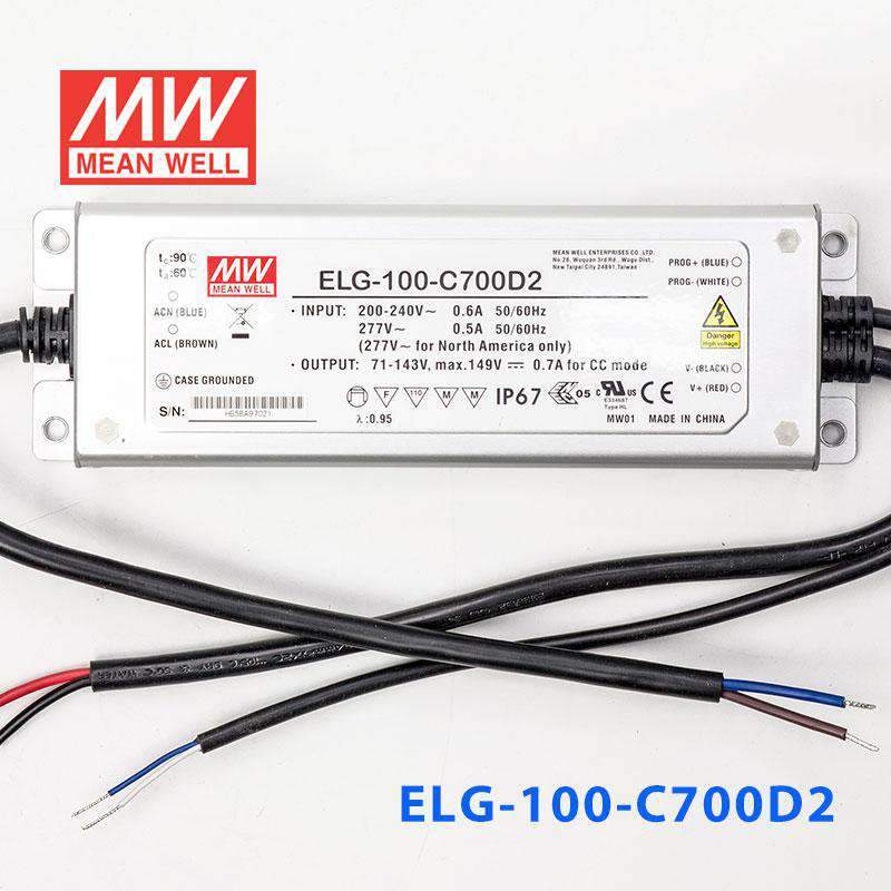 Mean Well ELG-100-C700D2 AC-DC Single output LED Driver (CC) with PFC - PHOTO 2