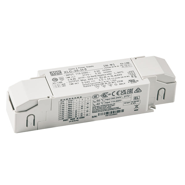 Mean Well XLC-25-H-DA2SN LED Driver 25W 700mA 9~54V Constant Power, DALI2 + Push Dimming with Strain-relief, NFC Current Setting