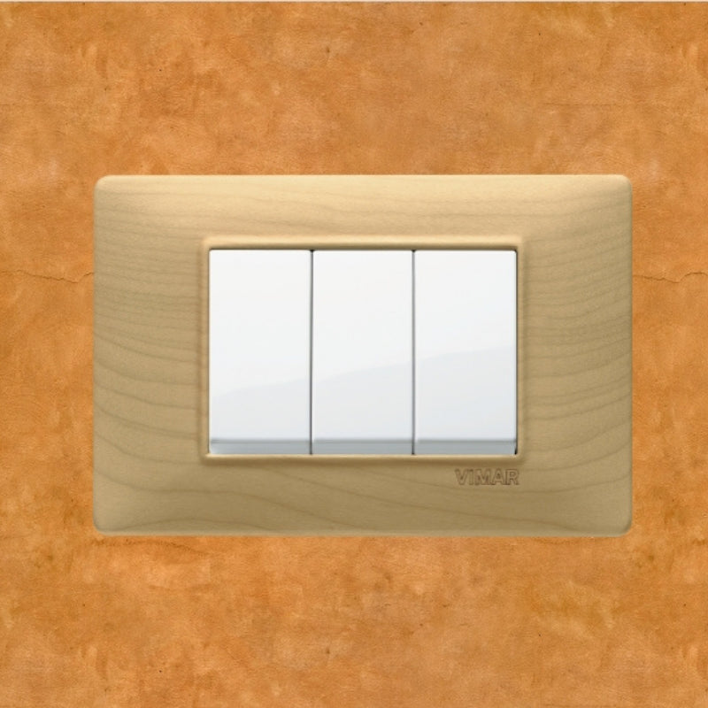Vimar Plana Wood 3 Gang Switch - Wood Maple - 16A - PHOTO 10