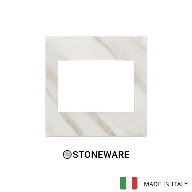 Vimar Eikon Exe Plate 3M Marbl Stoneware White Calacatta