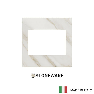 Vimar Eikon Exe Plate 3M Marbl Stoneware White Calacatta