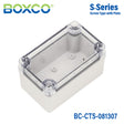 Boxco S-Series 80x130x70mm Plastic Enclosure, IP67, IK08, PC, Transparent Cover, Screw Type