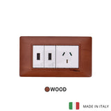 Vimar Plana Wood 2 USB and 1 Socket - Wood Pear Tree - 10A - PHOTO 2