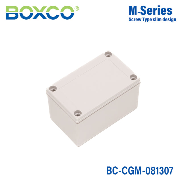 Boxco M-Series 80x130x75mm Plastic Enclosure, IP67, IK08, PC, Grey Cover, Screw Type