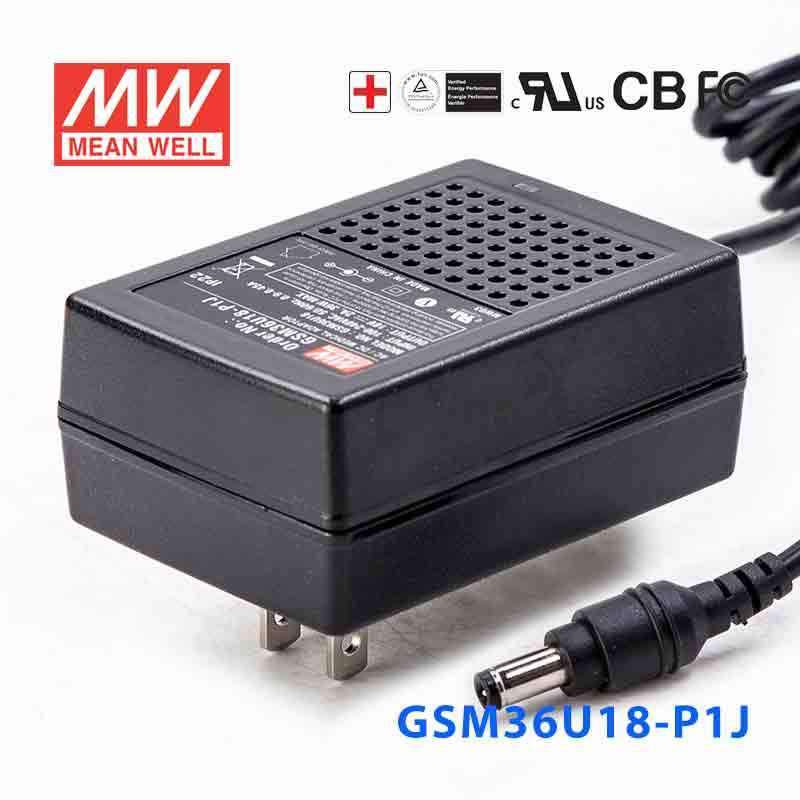 Mean Well GSM36U18-P1J Power Supply 36W 18V 2A