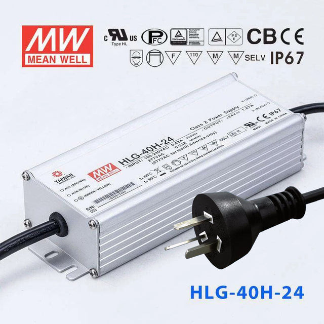 Mean Well S-HLG-40H-24 Power Supply 40W 24V with AU/NZ plug 1.67A