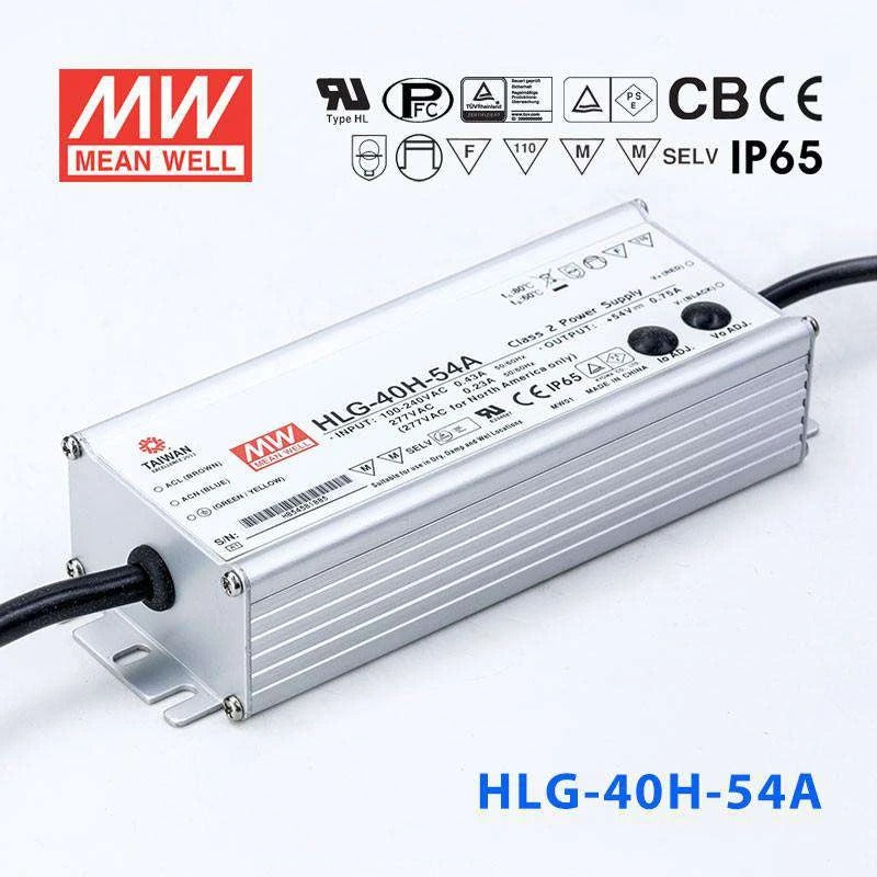 Mean Well HLG-40H-54A Power Supply 40W 54V - Adjustable 750mA