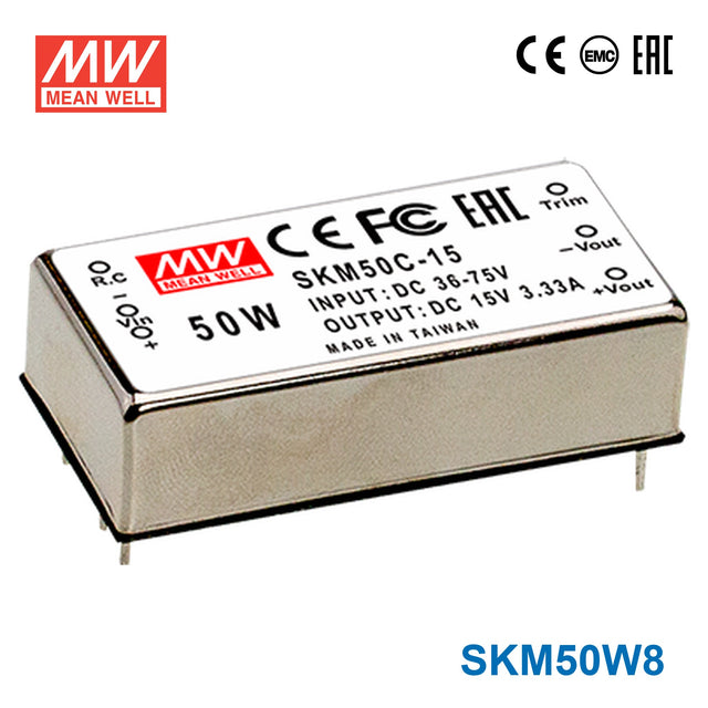Mean Well SKM50W8 DC-DC Converter — 50W 9~75Vdc Input