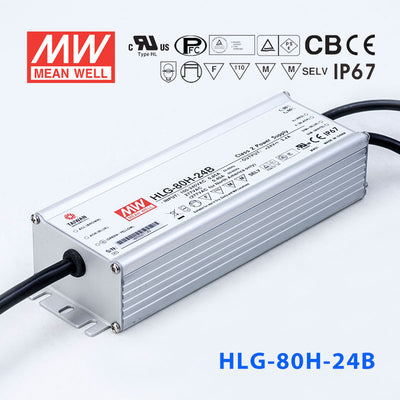 Mean Well HLG-80H-24AB Power Supply 80W 24V - Adjustable and Dimmable 3.4A