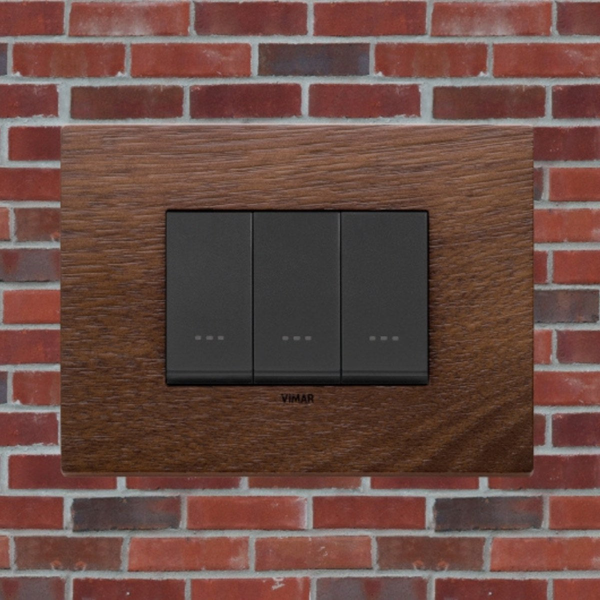 Vimar Eikon Wood 3 Gang Switch - American Walnut - 16A - PHOTO 9