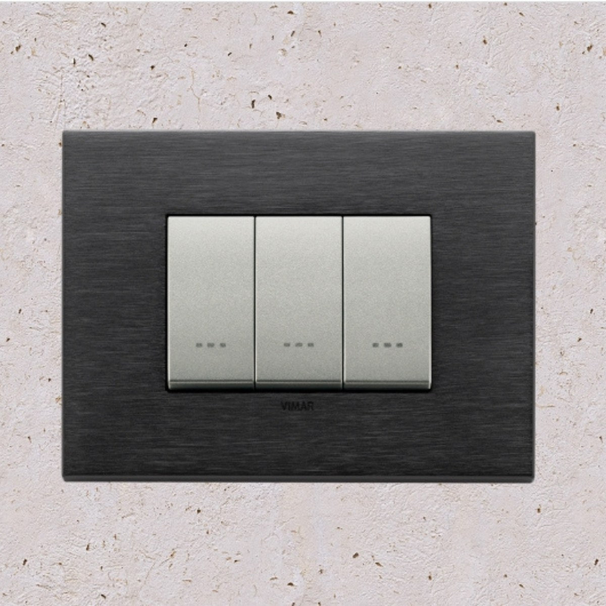 Vimar Eikon Metal 3 Gang Switch - Brushed Black - 16A - PHOTO 9