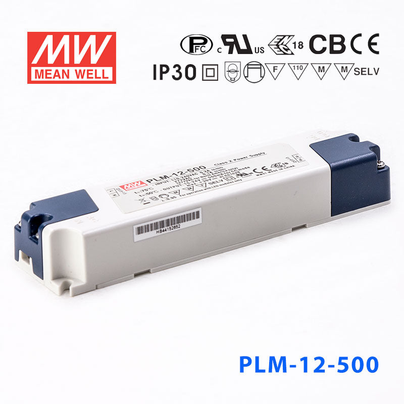 Mean Well PLM-12E-500, 500mA Constant Current with PFC - Terminal Block