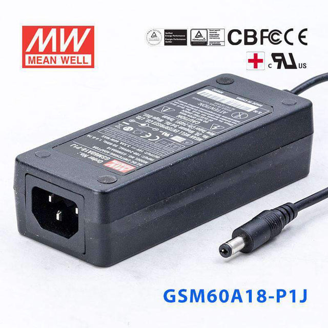 Mean Well GSM60A18-P1J Power Supply 60W 18V 3.33A