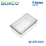 Boxco P-Series 170x270x110mm Plastic Enclosure, IP67, IK08, ABS, Transparent Cover, Molded Hinge and Latch Type
