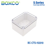 Boxco S-Series 150x200x100mm Plastic Enclosure, IP67, IK08, PC, Transparent Cover, Screw Type
