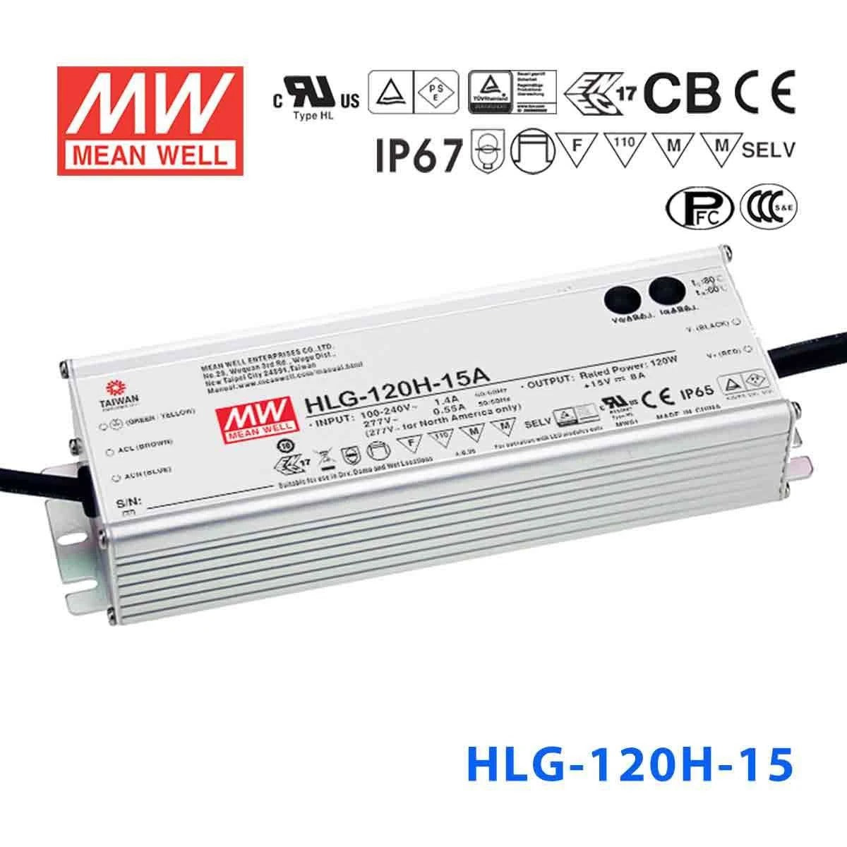 Mean Well HLG-120H-15 Power Supply 120W 15V