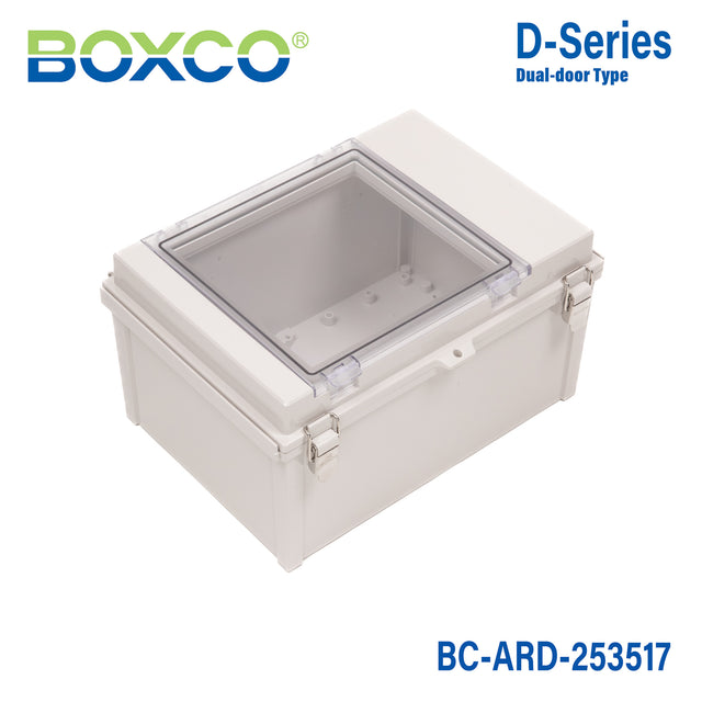 Boxco D-Series 250×350×170mm All In One Dual Door Box Enclosure, IP67, IK08, ABS, Grey Cover