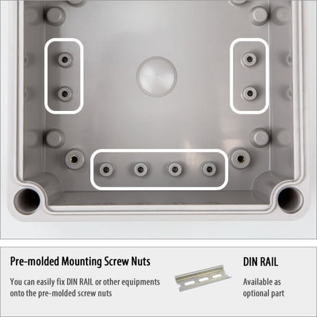 Boxco P-Series 400x500x200mm Plastic Enclosure, IP67, IK08, ABS, Grey Cover, Molded Hinge and Latch Type - PHOTO 1