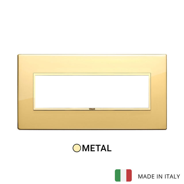Vimar Eikon Evo Plate 7M Aluminium Polished Gold w Gold Frame