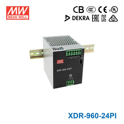 Mean Well XDR-960-24PI High-End Ultra Slim Industrial Din Rail Power Supply 960W 24V with Push In Connector 40A