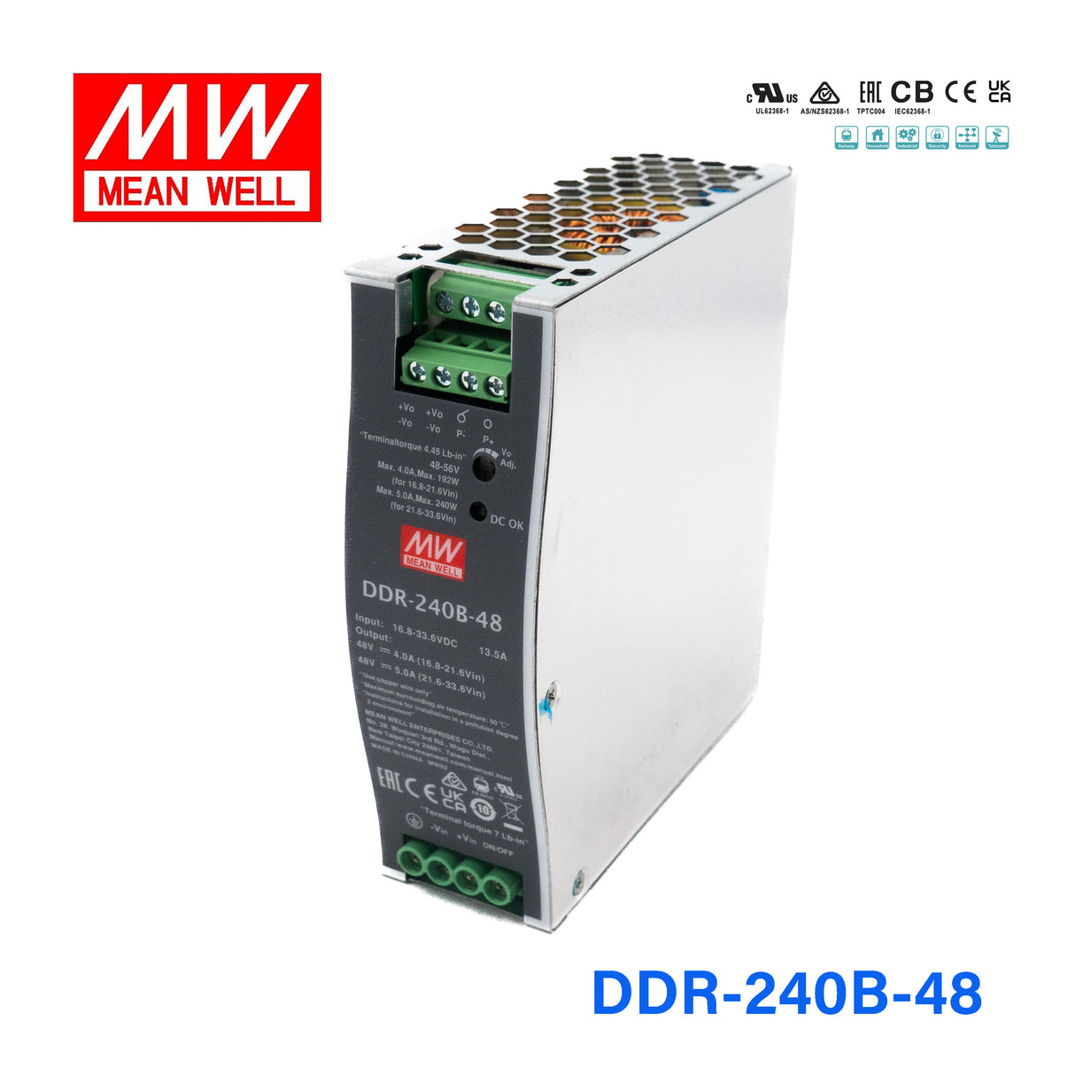 Mean Well DDR-240B-48 DC-DC Converter - 240W - 16.8~33.6V in 48V out 5A