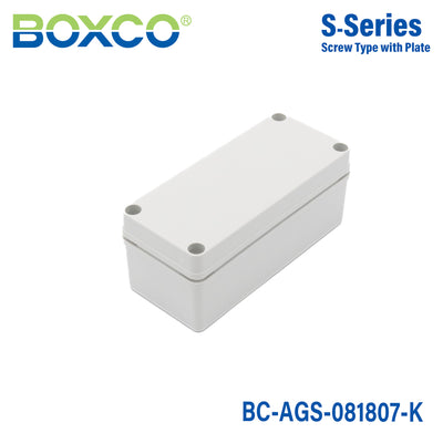 Boxco S-Series 80×180×70mm Plastic Enclosure, IP67, IK08, ABS, Grey Cover, Screw Type