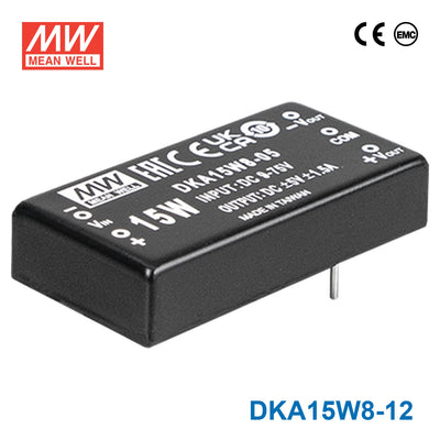 Mean Well DKA15W8-12 15W DC-DC Converter ±12VDC 620mA