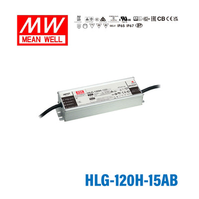 Mean Well HLG-120H-15AB Power Supply 120W 15V - Adjustable and Dimmable 8A