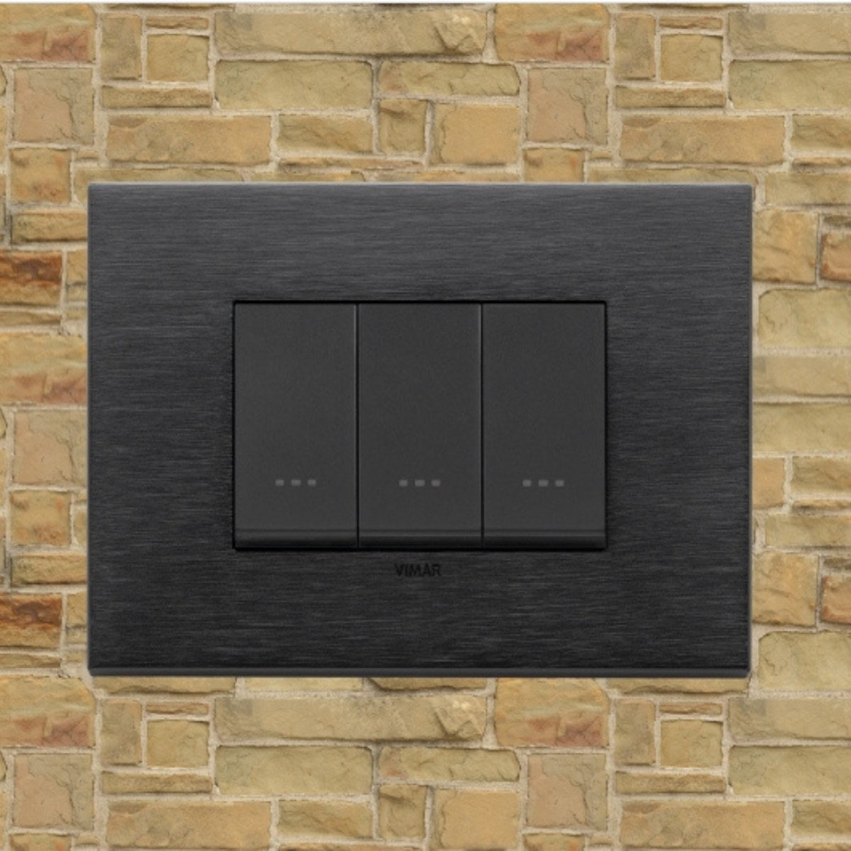 Vimar Eikon Metal 3 Gang Switch - Brushed Black - 16A - PHOTO 5