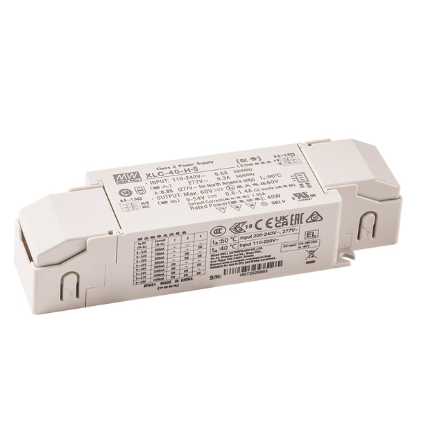 Mean Well XLC-40-H-BSN LED Driver 40W 1050mA 9~54V Constant Power, 3 in 1 Dimming with Strain-relief, NFC Current Setting