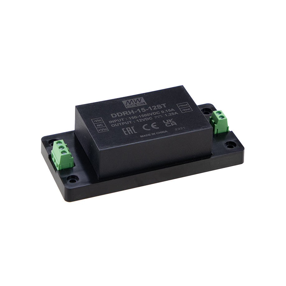 Mean Well DDRH-15-12ST Ultra Wide Input DC-DC Converter, 15W 12V, Screw Terminal Type