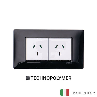 Vimar Plana Plastic 2 Socket - Black - 10A