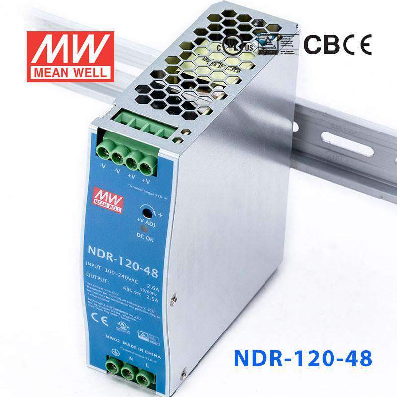 Mean Well NDR-120-48 Single Output Industrial Power Supply 120W 48V - DIN Rail