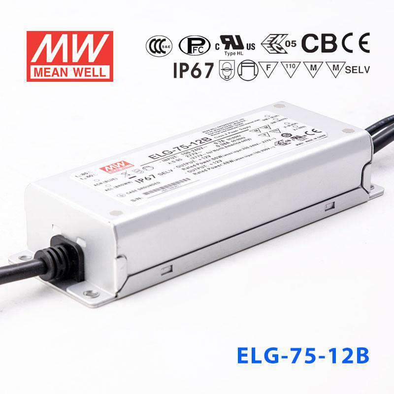 Mean Well ELG-75-12B Power Supply 60W 12V - Dimmable 5A