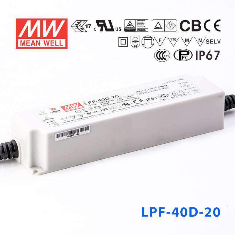 Mean Well LPF-40D-20 Power Supply 40W 20V - Dimmable 2A