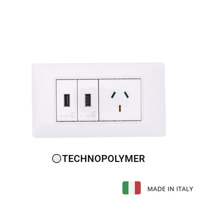 Vimar Plana Plastic 2 USB and 1 Socket - White - 10A
