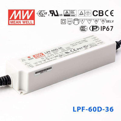 Mean Well LPF-60D-36 Power Supply 60W 36V - Dimmable 1.67A