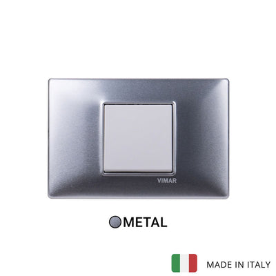 Vimar Plana Metal 1 Gang Switch - Brushed Aluminum - 16A