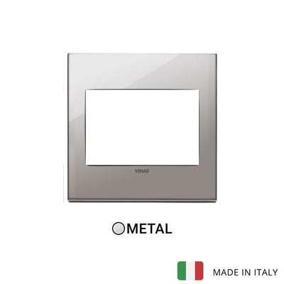 Vimar Eikon Exe Plate 3M Metal Black Chrome - British Standard